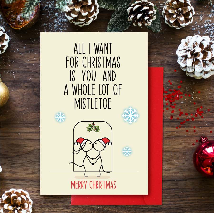Cheerin Lots Of Mistletoe Christmas Card